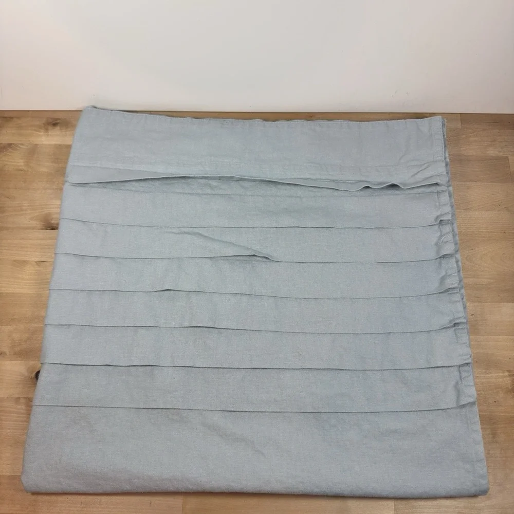 Pottery Barn Light Blue Linen Cotton Pleated Curtain Panels 78in 4 Panels Set